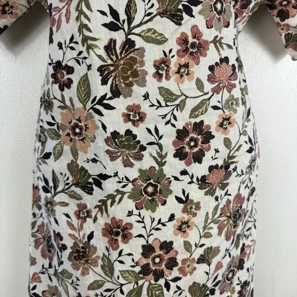 Faherty Willow V-neck Floral Print Linen Wrap Mini Dress size XXS Vacation NEW - Picture 6 of 14
